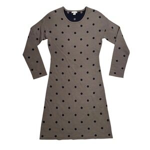 Garnet Hill 100% Merino Wool Sweater Dress Women M Polka Dot Long Sleeve